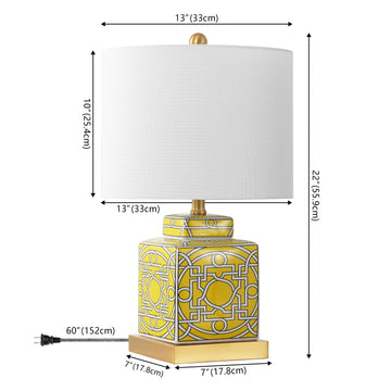 Catherine 22" Ceramic/Metal Ginger Jar LED Table Lamp - JONATHAN Y